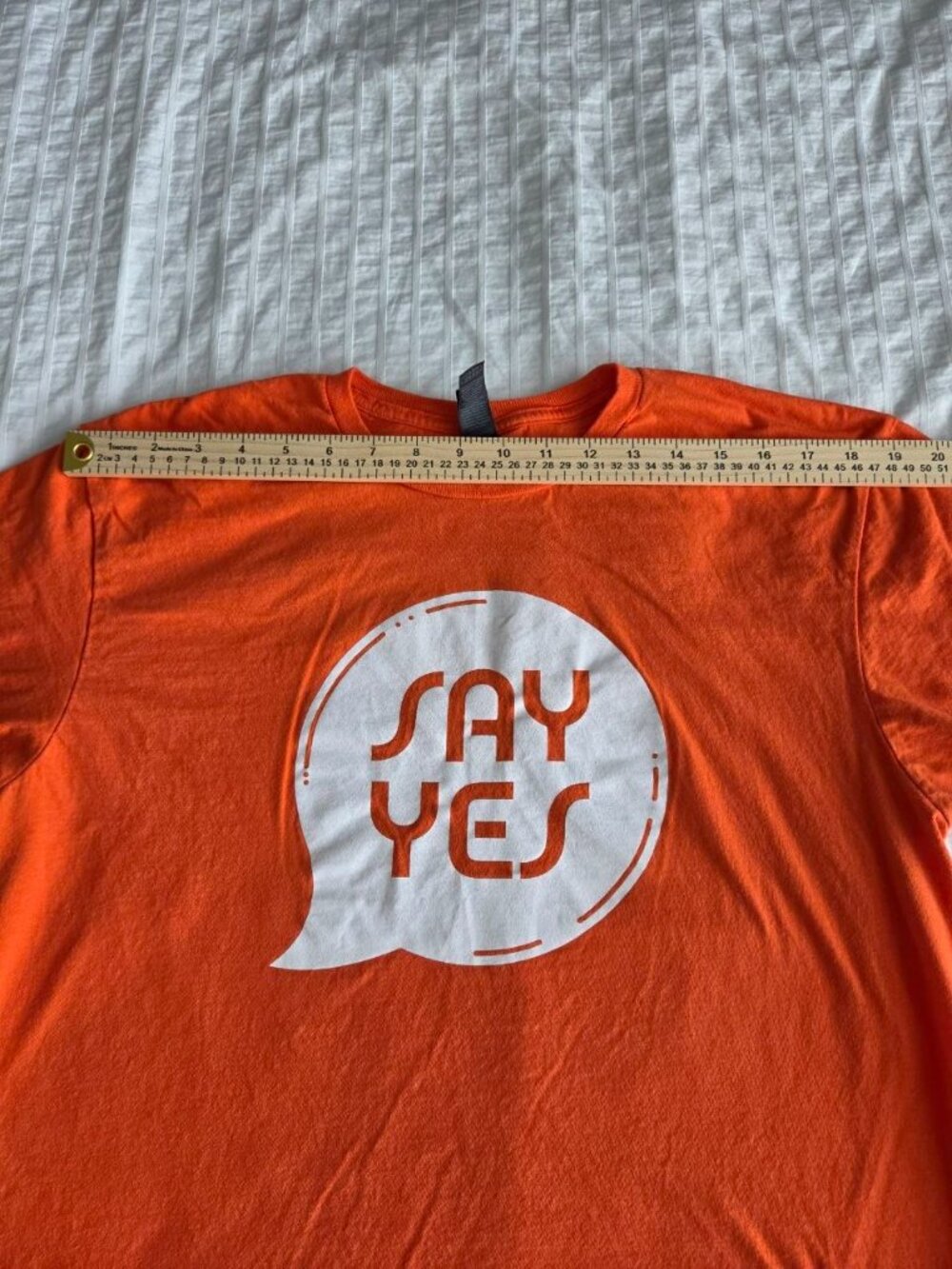 Gildan Softstyle Men's Orange "Say Yes" Graphic T-Shirt Size L 100% Cotton Seaml - Picture 5 of 8